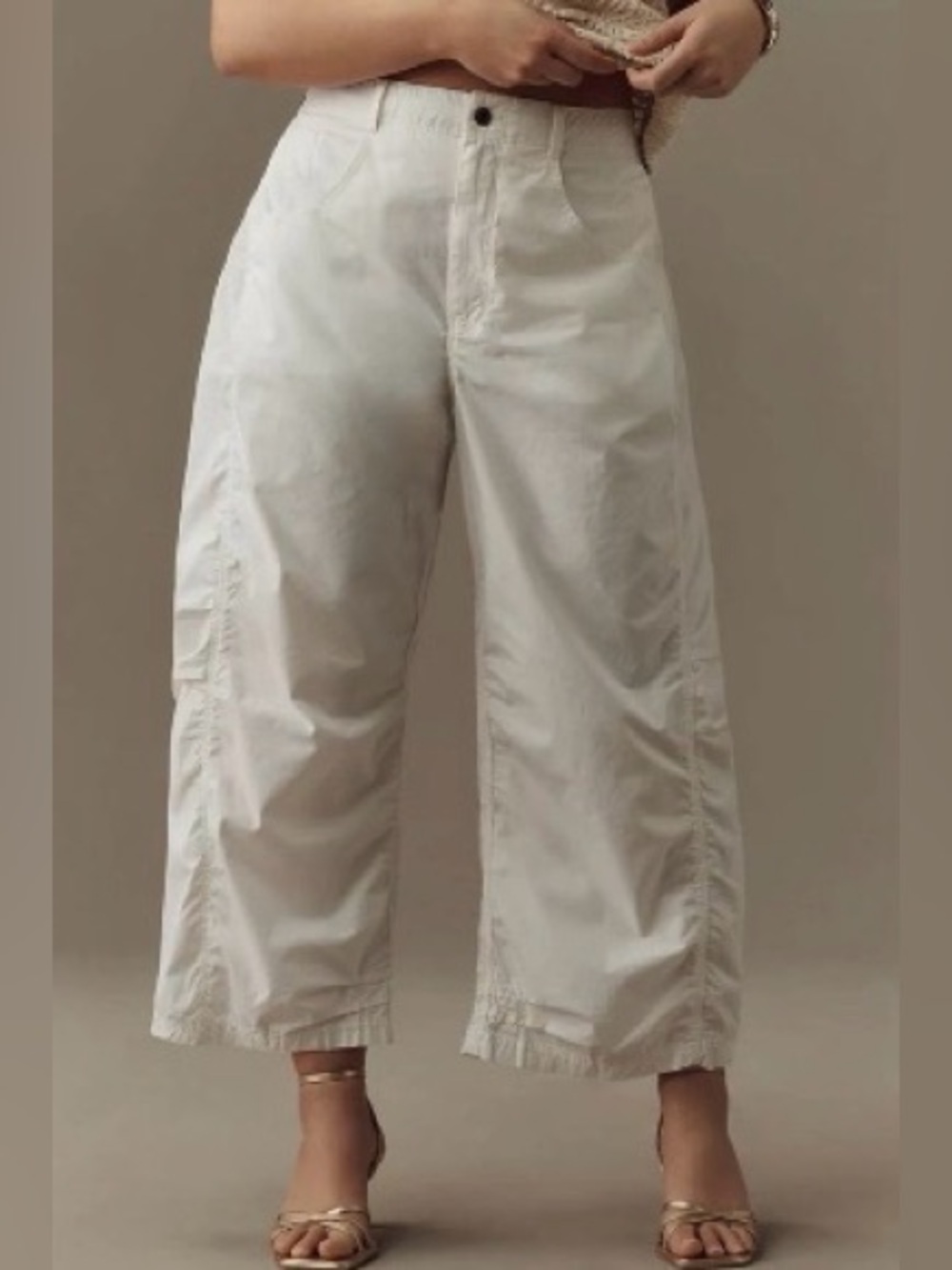 Pilcro Parachute Curve Barrel Pants - Off White